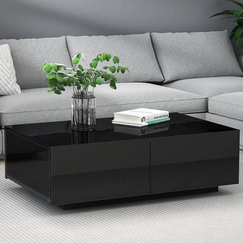 Artiss Coffee Table 4 Drawers Black Trevi - Chez Guru