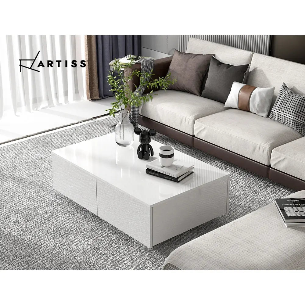 Artiss Coffee Table 4 Drawers White Trevi - Chez Guru