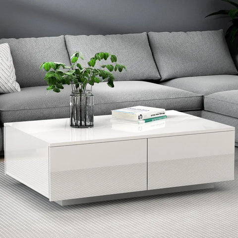 Artiss Coffee Table 4 Drawers White Trevi - Chez Guru