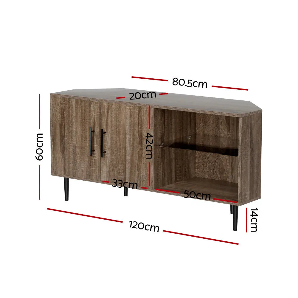 Artiss Corner Entertainment Unit Stand TV Cabinet Open Storage Shelf 120CM - Chez Guru
