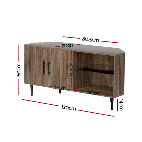 Artiss Corner Entertainment Unit Stand TV Cabinet Open Storage Shelf 120CM - Chez Guru