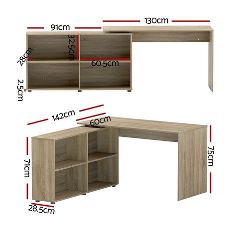 Artiss Computer Desk Bookshelf Oak 130CM - Chez Guru
