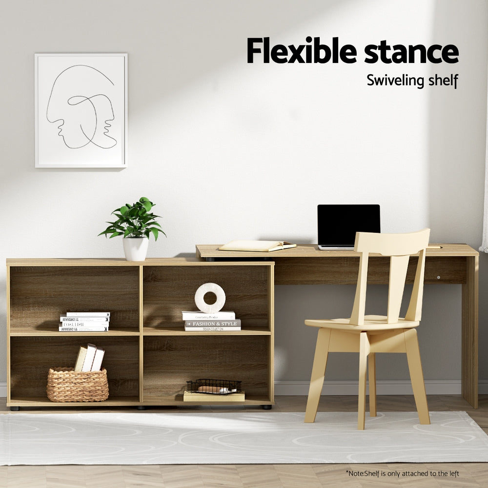 Artiss Computer Desk Bookshelf Oak 130CM - Chez Guru