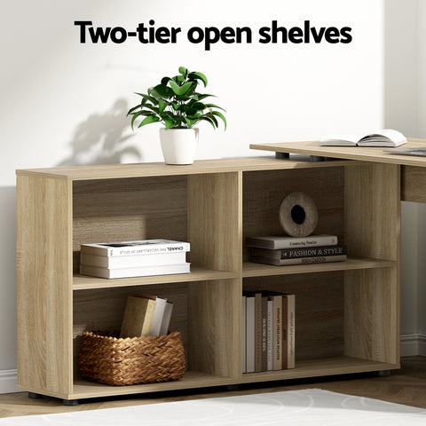 Artiss Computer Desk Bookshelf Oak 130CM - Chez Guru