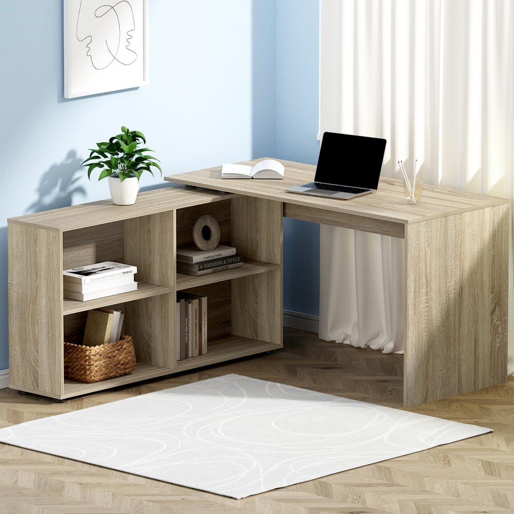 Artiss Computer Desk Bookshelf Oak 130CM - Chez Guru