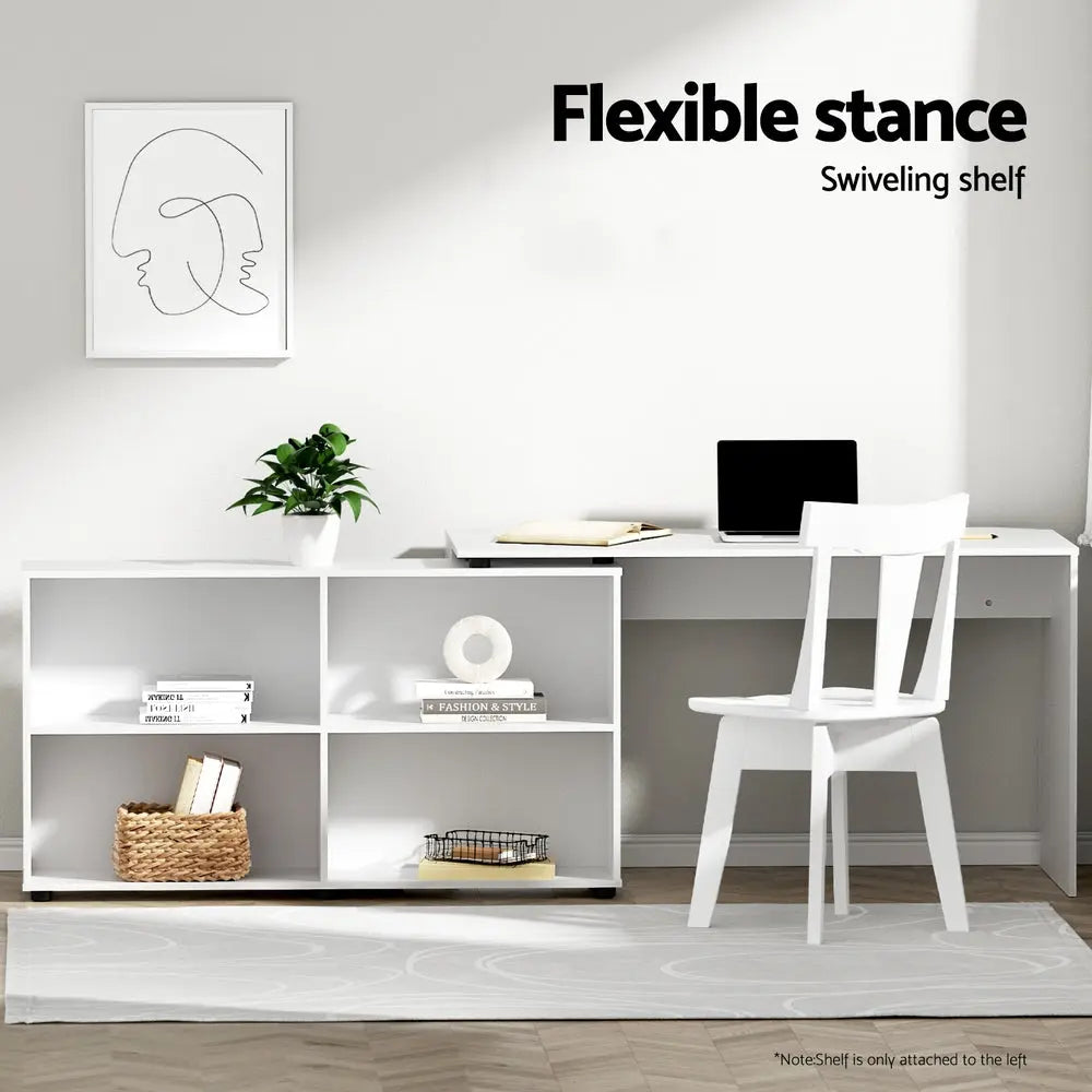 Artiss Computer Desk Bookshelf White 130CM Chez Guru