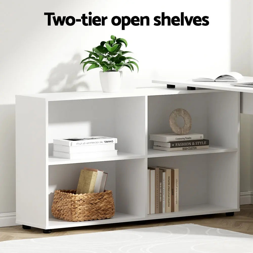 Artiss Computer Desk Bookshelf White 130CM Chez Guru