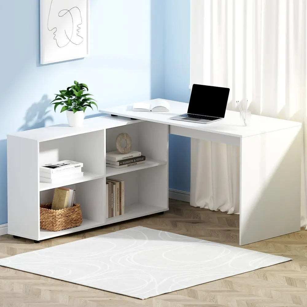 Artiss Computer Desk Bookshelf White 130CM Chez Guru