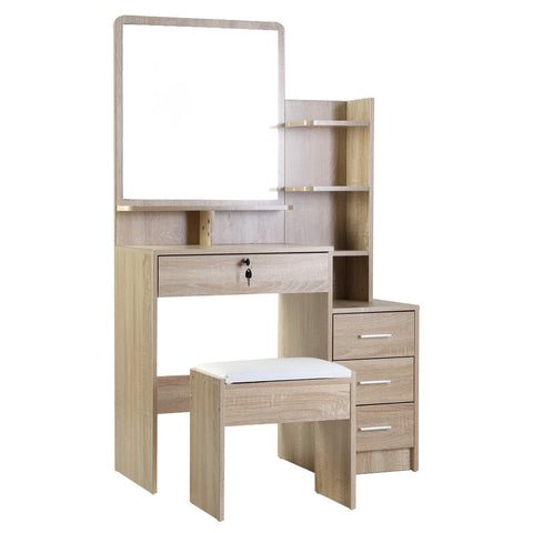 Artiss Dressing Table Stool Set 4 Drawers Oak Chez Guru