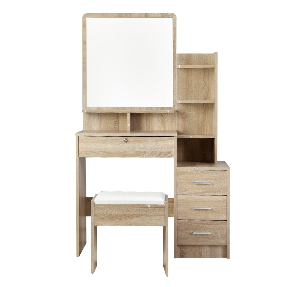 Artiss Dressing Table Stool Set 4 Drawers Oak Chez Guru