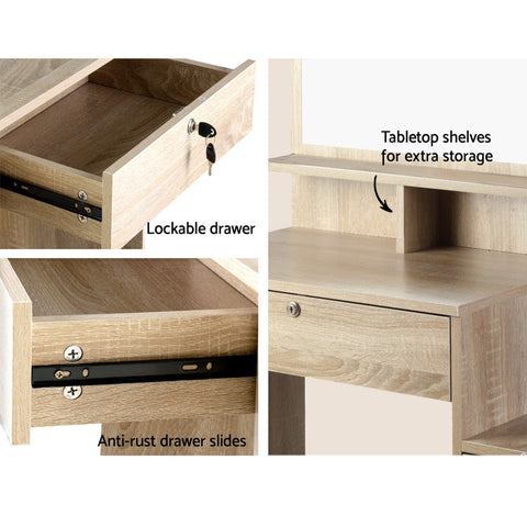 Artiss Dressing Table Stool Set 4 Drawers Oak Chez Guru