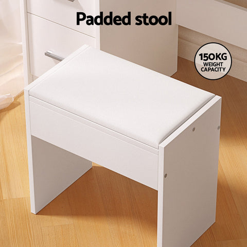 Artiss Dressing Table Set Stool 10 Led Bulbs White Dylan Chez Guru