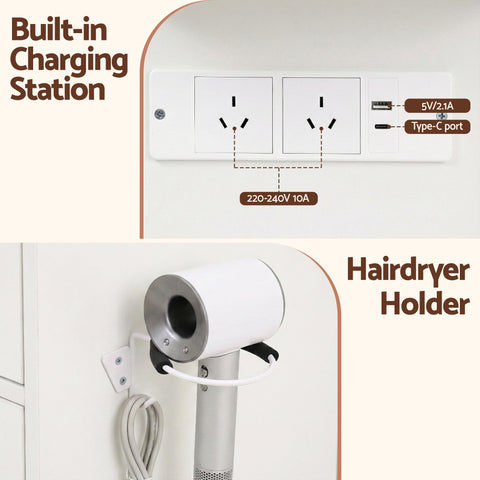 Artiss Dressing Table Vanity Desk Set Stool LED Bulbs White