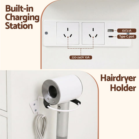 Artiss Dressing Table Vanity Desk Set 10 LED Bulbs RGB Light White