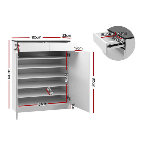 Artiss Shoe Rack Cabinet 30 Pairs White Eve Chez Guru