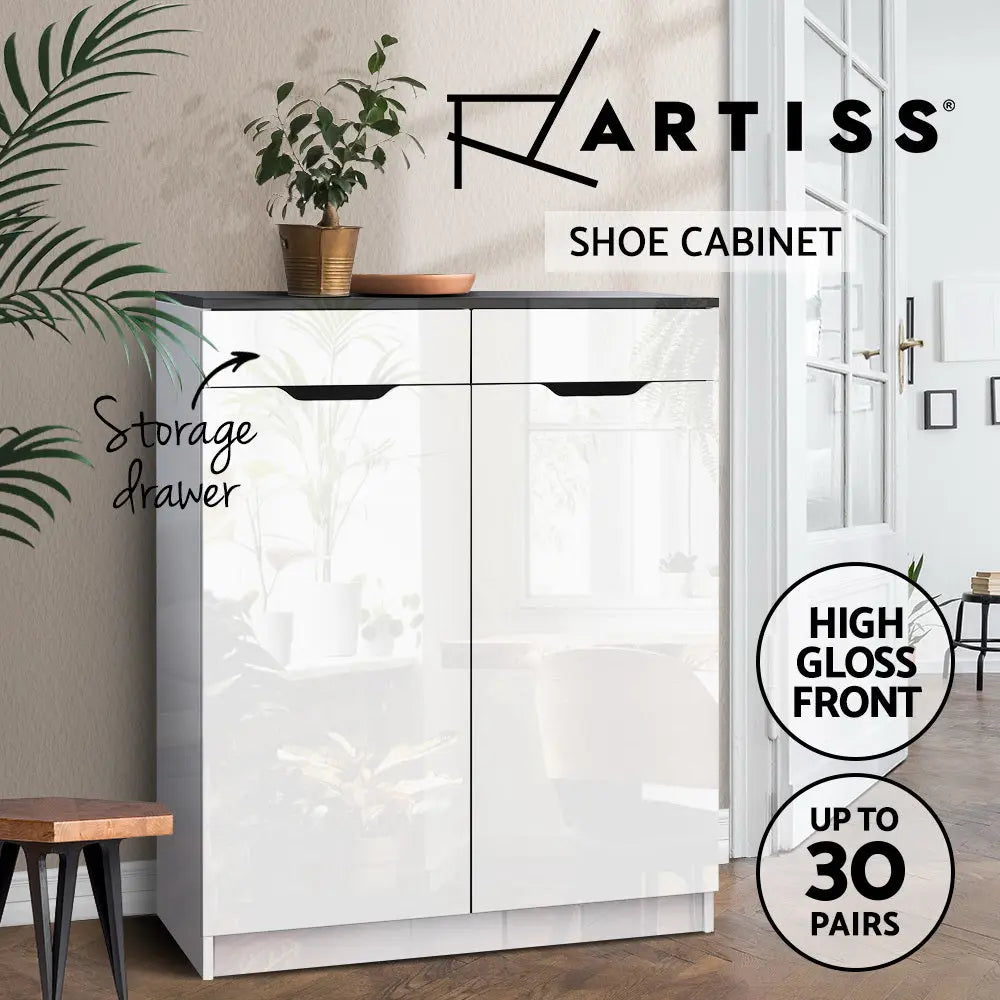 Artiss Shoe Rack Cabinet 30 Pairs White Eve Chez Guru