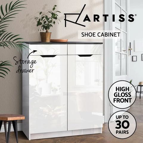 Artiss Shoe Rack Cabinet 30 Pairs White Eve Chez Guru