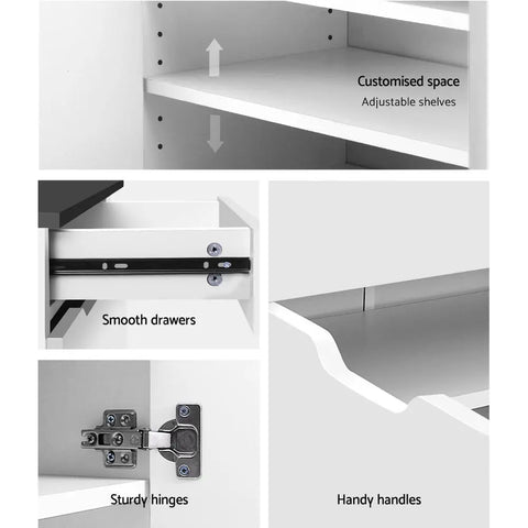 Artiss Shoe Rack Cabinet 30 Pairs White Eve Chez Guru