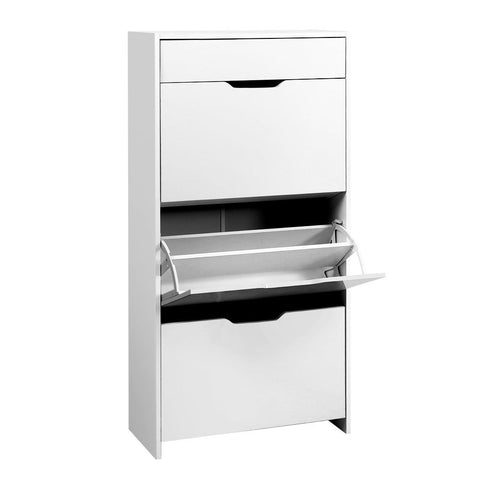 Artiss Shoe Rack Cabinet 24 Pairs White Luna Chez Guru