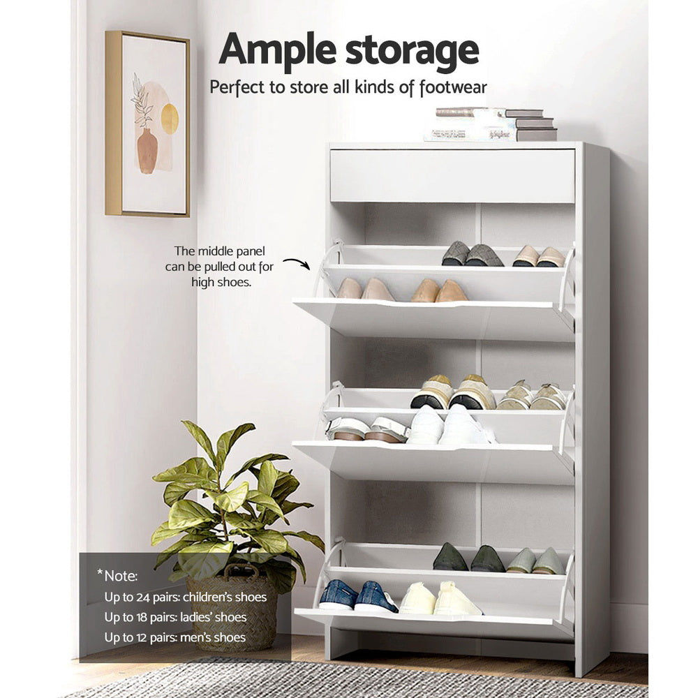 Artiss Shoe Rack Cabinet 24 Pairs White Luna Chez Guru