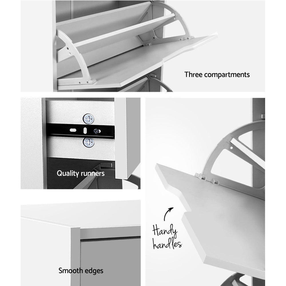 Artiss Shoe Rack Cabinet 24 Pairs White Luna Chez Guru