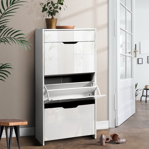 Artiss Shoe Rack Cabinet 24 Pairs White Luna Chez Guru