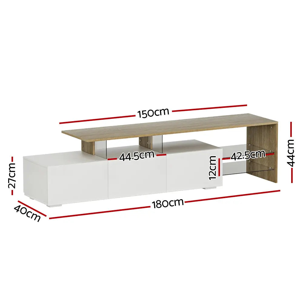 Artiss TV Cabinet Entertainment Unit 180cm Wood White James - Chez Guru