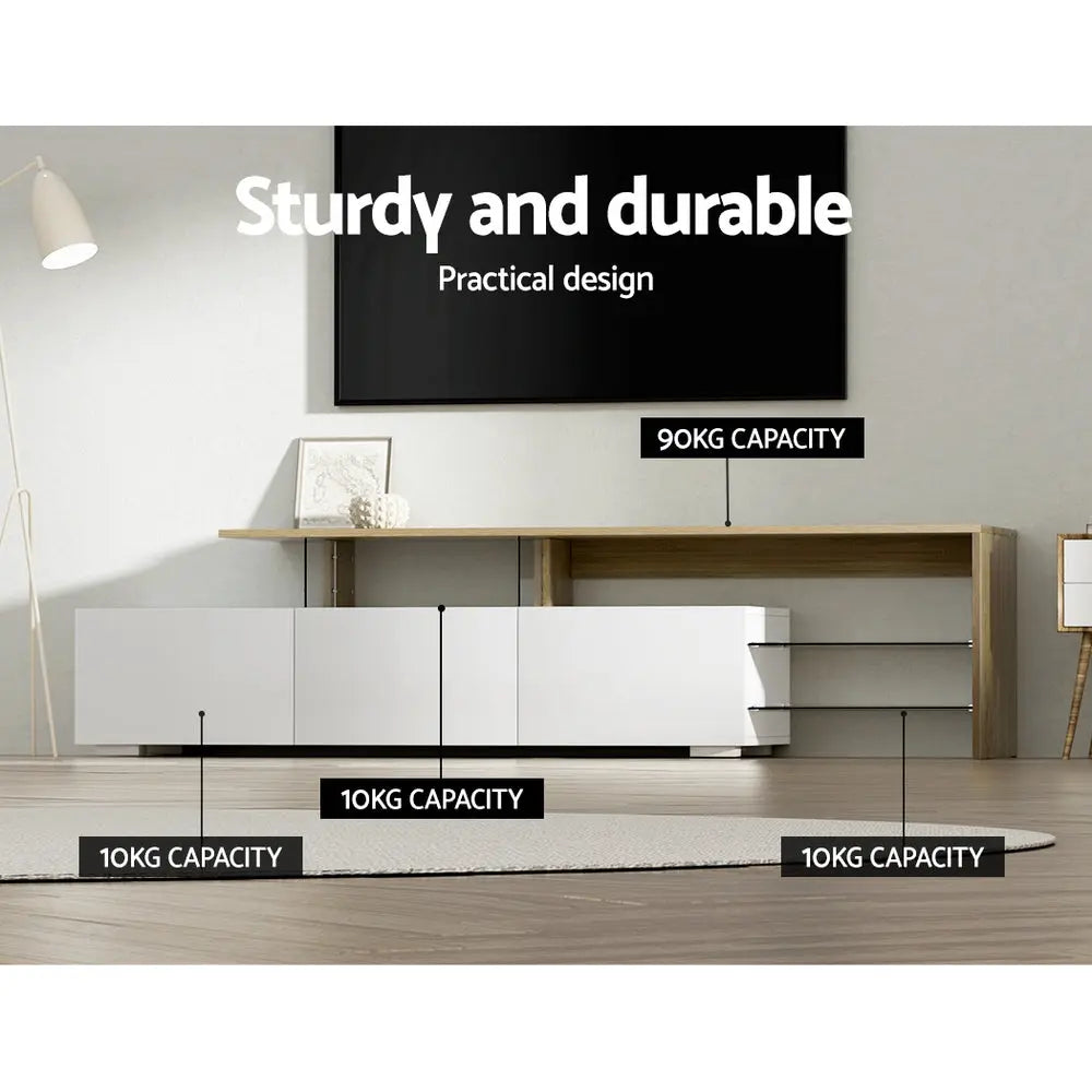 Artiss TV Cabinet Entertainment Unit 180cm Wood White James - Chez Guru