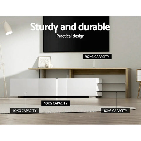 Artiss TV Cabinet Entertainment Unit 180cm Wood White James - Chez Guru