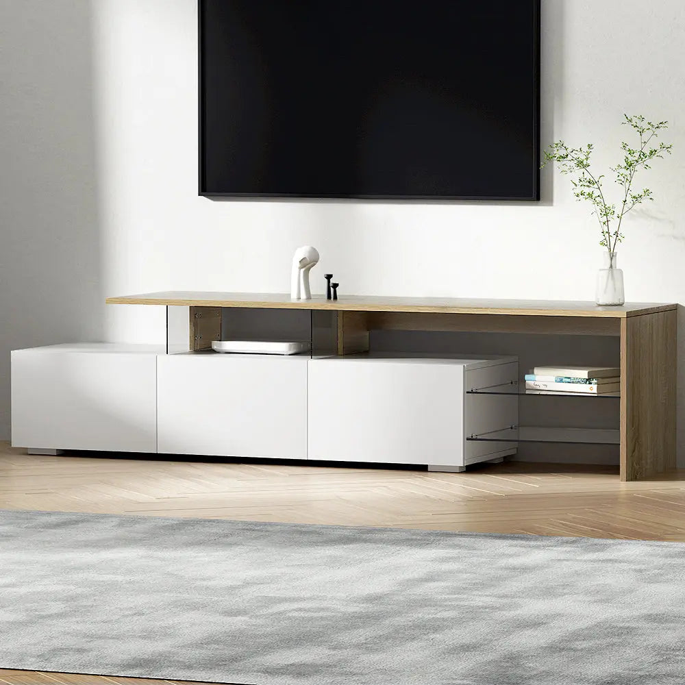 Artiss TV Cabinet Entertainment Unit 180cm Wood White James - Chez Guru