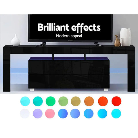 Artiss Entertainment Unit TV Cabinet LED 160cm Black Elo - Chez Guru