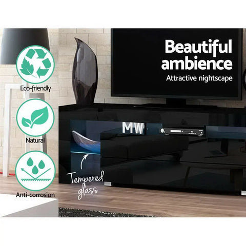 Artiss Entertainment Unit TV Cabinet LED 160cm Black Elo - Chez Guru
