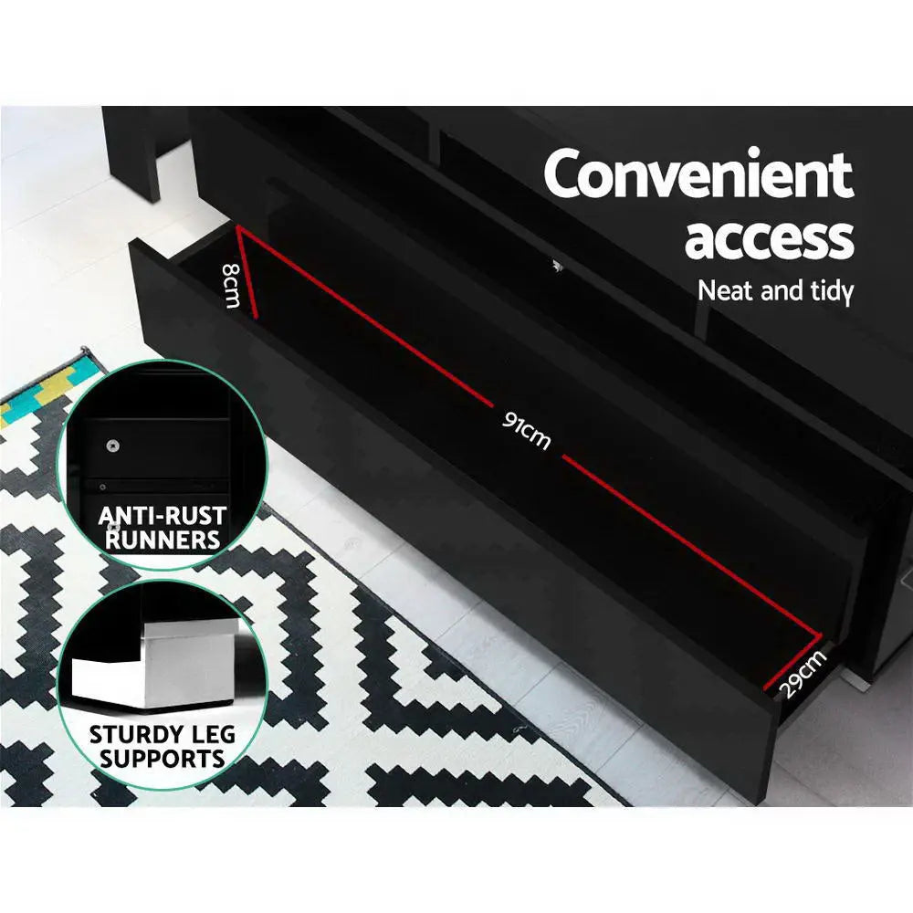 Artiss Entertainment Unit TV Cabinet LED 160cm Black Elo - Chez Guru