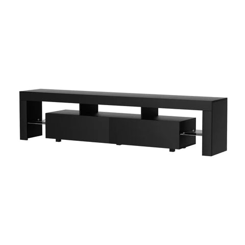 Artiss TV Cabinet Entertainment Unit Stand RGB LED Gloss Furniture 200cm Black - Chez Guru
