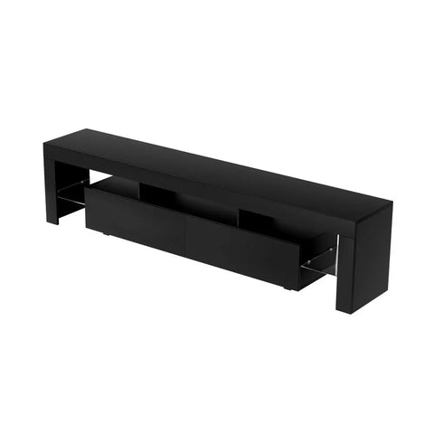 Artiss TV Cabinet Entertainment Unit Stand RGB LED Gloss Furniture 200cm Black - Chez Guru