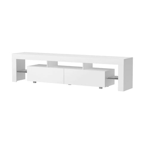 Artiss TV Cabinet Entertainment Unit Stand RGB LED Gloss Furniture 200cm White - Chez Guru