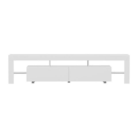 Artiss TV Cabinet Entertainment Unit Stand RGB LED Gloss Furniture 200cm White - Chez Guru