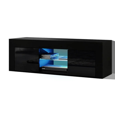 Artiss Entertainment Unit TV Cabinet LED 130cm Black Angus - Chez Guru
