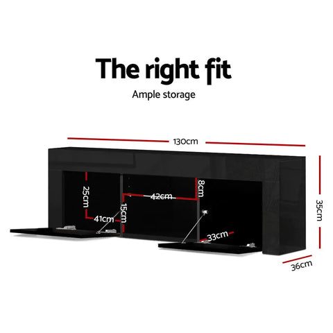Artiss Entertainment Unit TV Cabinet LED 130cm Black Angus - Chez Guru