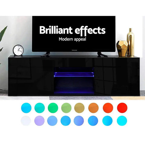 Artiss Entertainment Unit TV Cabinet LED 130cm Black Angus - Chez Guru