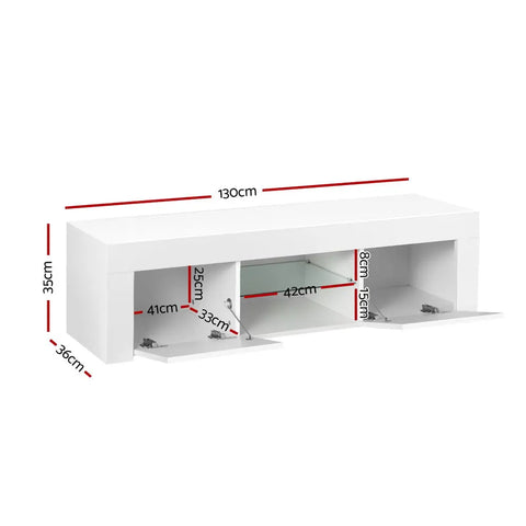 Artiss Entertainment Unit TV Cabinet LED 130cm White Angus - Chez Guru