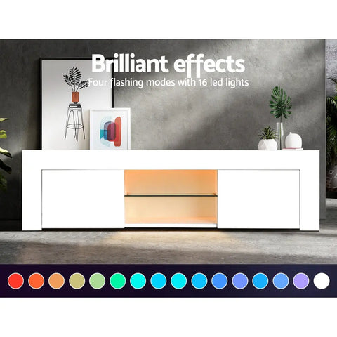 Artiss Entertainment Unit TV Cabinet LED 130cm White Angus - Chez Guru