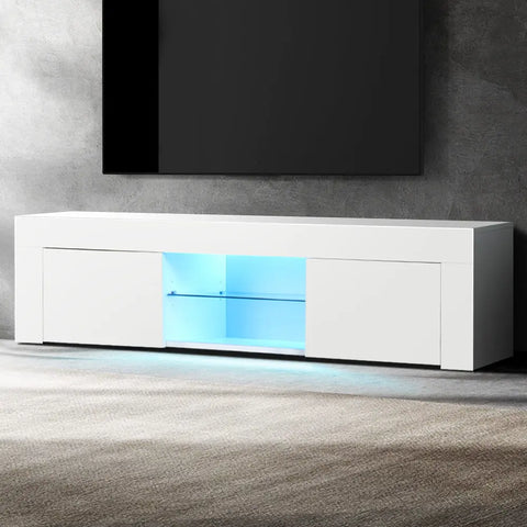 Artiss Entertainment Unit TV Cabinet LED 130cm White Angus - Chez Guru