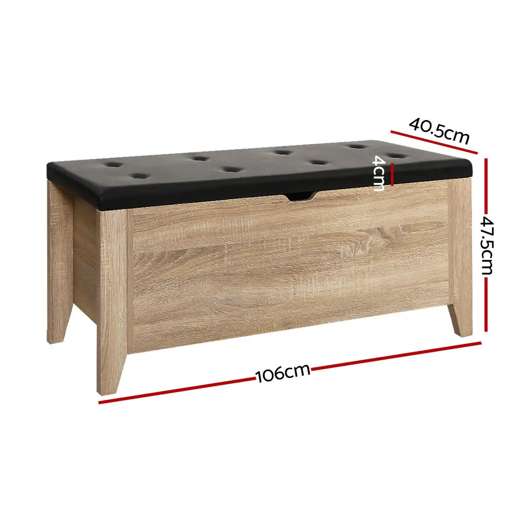 Artiss Storage Ottoman Blanket Box Leather Oak - Chez Guru