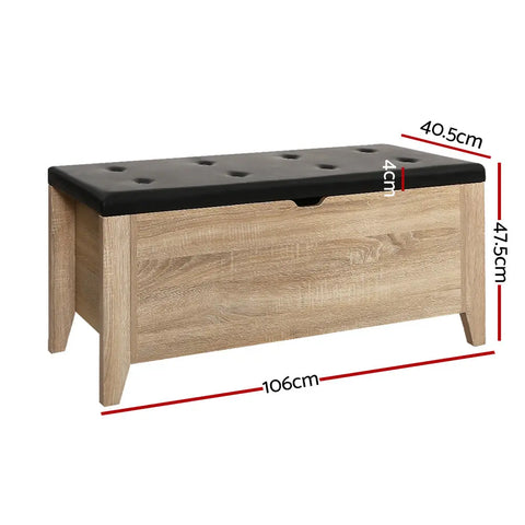 Artiss Storage Ottoman Blanket Box Leather Oak - Chez Guru