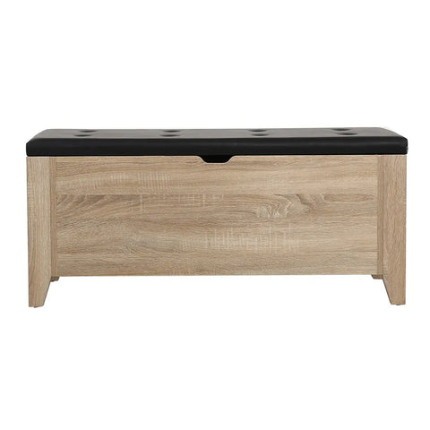 Artiss Storage Ottoman Blanket Box Leather Oak - Chez Guru