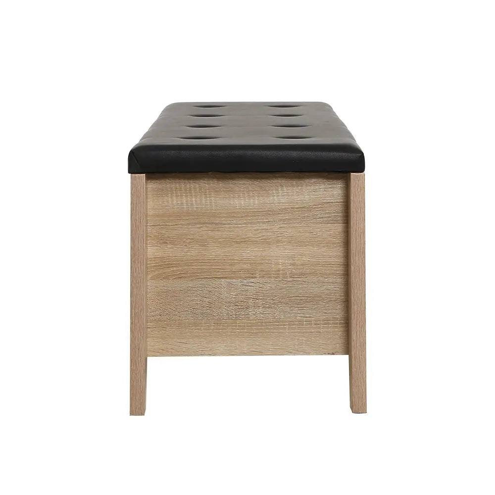 Artiss Storage Ottoman Blanket Box Leather Oak - Chez Guru