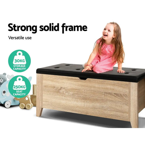 Artiss Storage Ottoman Blanket Box Leather Oak - Chez Guru