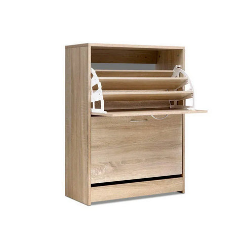 Artiss Shoe Rack Cabinet 24 Pairs 3-tier Wood Nina Chez Guru