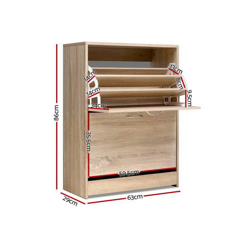 Artiss Shoe Rack Cabinet 24 Pairs 3-tier Wood Nina Chez Guru